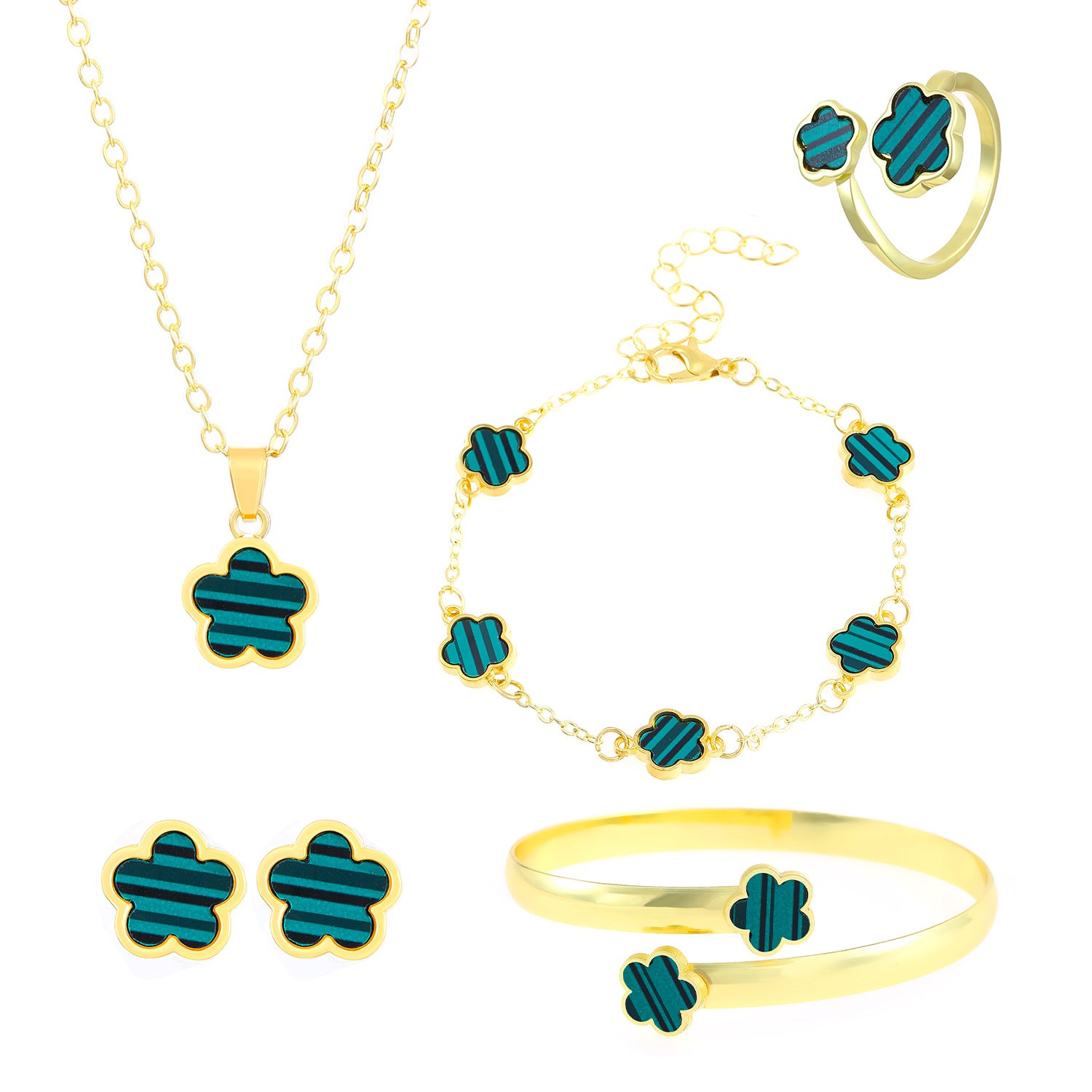Wholesale Five Leaf Clover Jewelry Set
